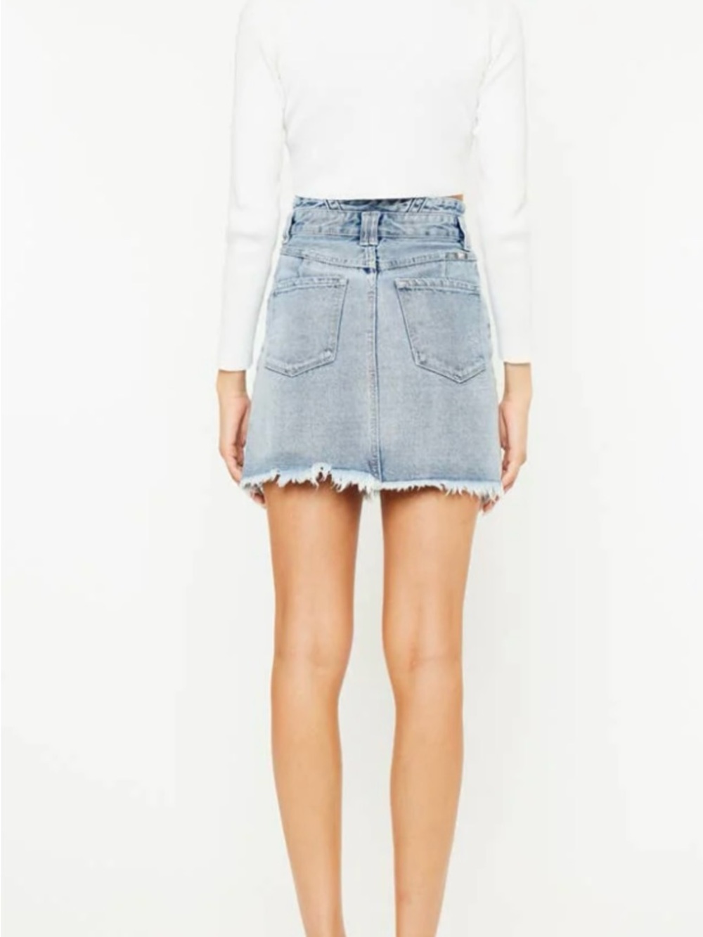 KanCan Hallie High-Rise Light Blue Fade Denim Mini Skirt | S - Picture 2 of 13